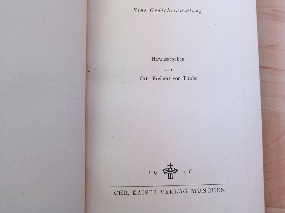 ANTIK Otto Freiherr von Taube Licht der Welt Eine Gedichtsammlung in Stuttgart