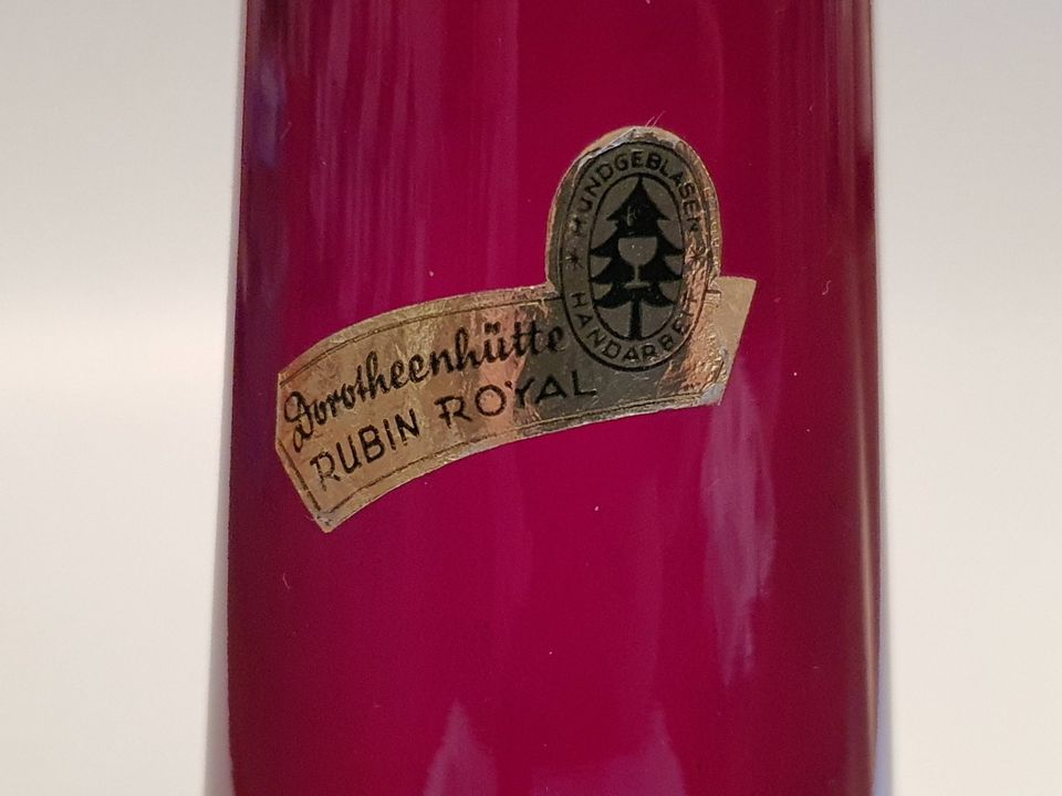 Vase, Flaschenvase, Dorotheenhütte, rubin-rot, 50er Jahre in Oberursel (Taunus)