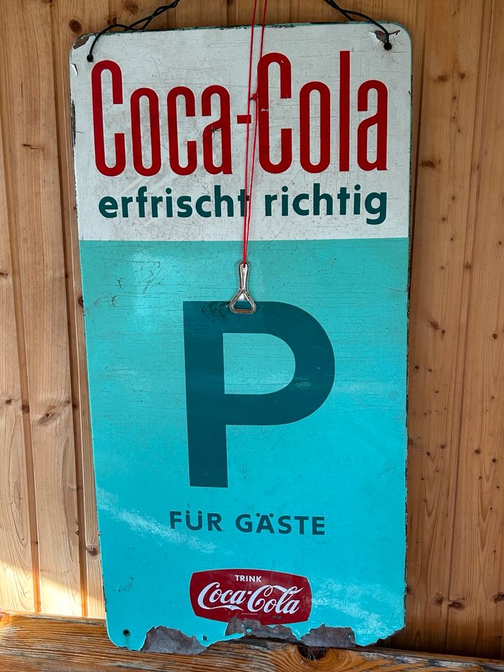 Coca Cola Schild P parken für Gäste Werbeschild in Schwanstetten