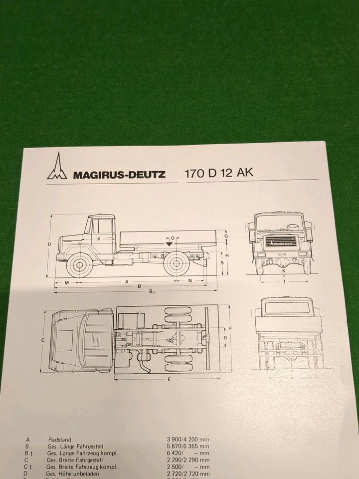 Magirus LKW Oldtimer 170 D 12 AK Datenblatt Maßzeichnung Kipper in Selters