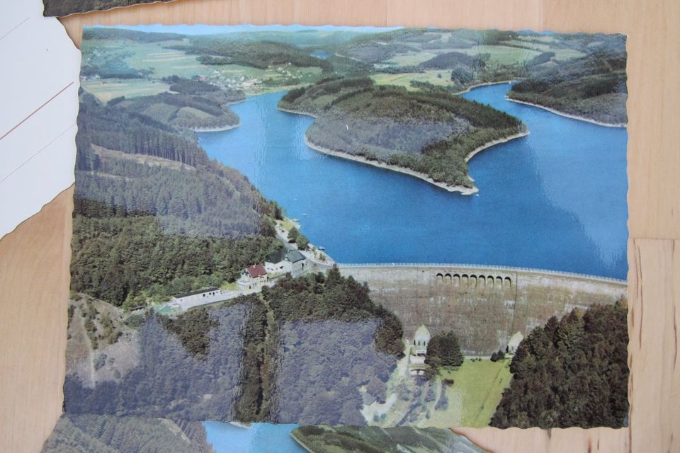 Agger-Talsperre 60er Jahre 4 Foto-Postkarten unbeschrift Bütten in Neuenkirchen