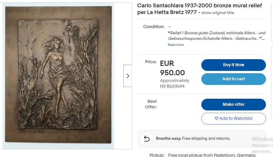 Bronze Relief Akt Frau wohl Carlo Santachiara top Zustand 4,3 kg in Rostock