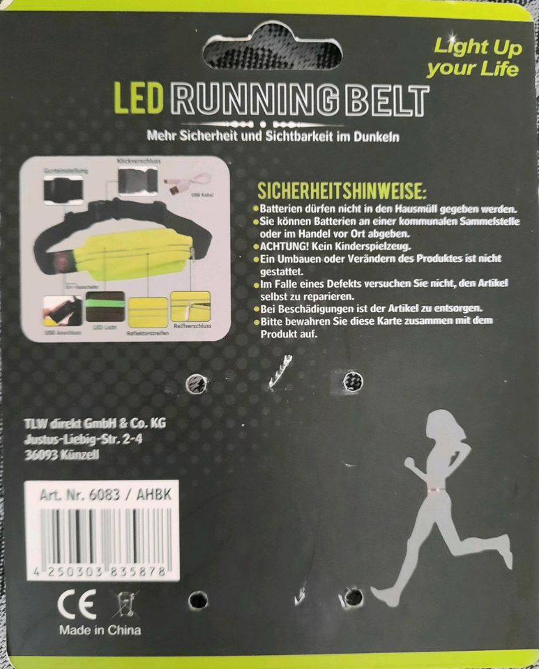 "LED RUNNING BELT" neuwertig! Bauchgurt m. Tasche u. LED-Light in Gundelfingen