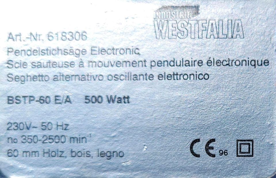 Bügelstichsäge mit Pendelhub Westfalia BSTP 60 E/A in Weinböhla