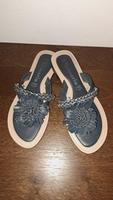 Tamaris Zehentrenner Pantoletten Flip-Flops Leder blau-grau Gr 38 Nordrhein-Westfalen - Erkelenz Vorschau