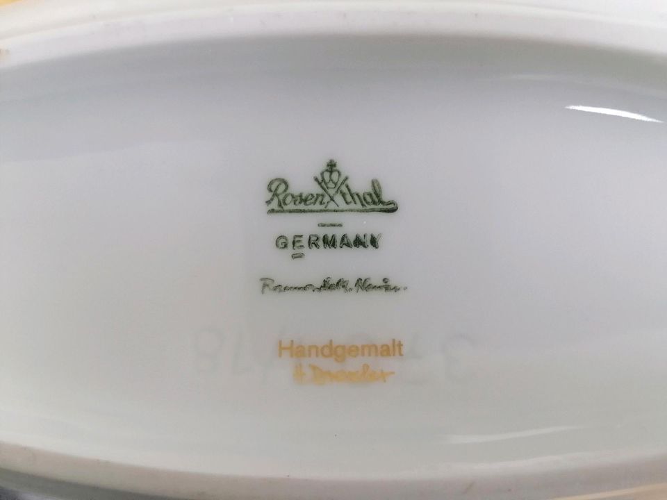 Rosenthal Kissenvasen handgemalt weiß blattgold schwaru in Wiehl