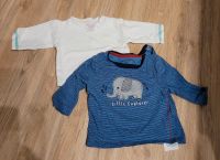 2x Baby Shirts / Oberteile Gr. 50 Elefant und weiß Rheinland-Pfalz - Weidenthal Vorschau