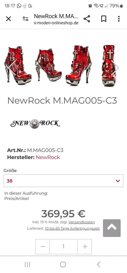 NewRock Stiefeletten  Aussergewöhnliche Optik Gr. 38  Die Bilder in Bad Berleburg