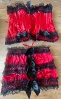 Corsage m. Rock Satin rot Spitze schwarz Gr. M Sexy Gothic Baden-Württemberg - Schlaitdorf Vorschau