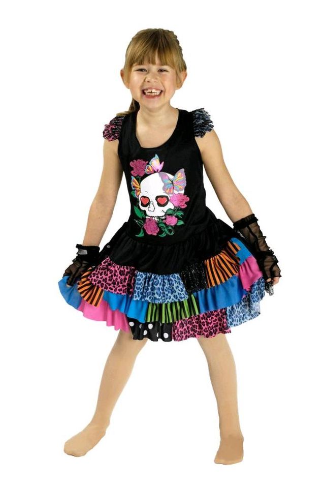 2 tlg Halloween Kostüm Kinder Kleid Netzstulpen bunt 128-134 Neu in Bottrop