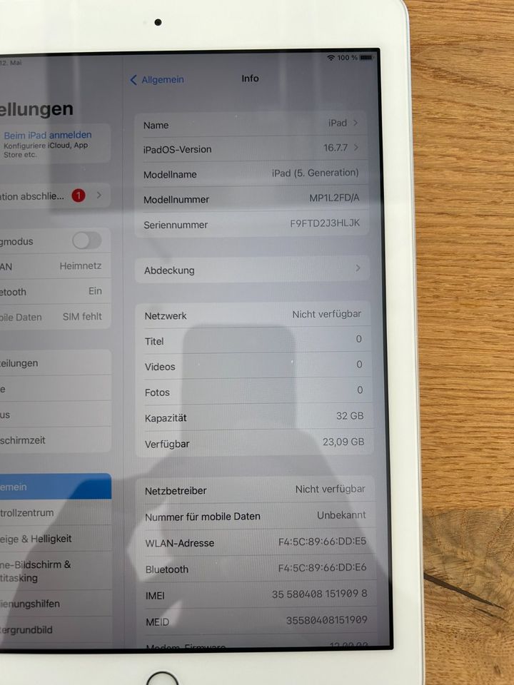 Apple Ipad 32GB Cellular & Wifi Silber / Weiß ++ Wie Neu ++ in Neuendettelsau