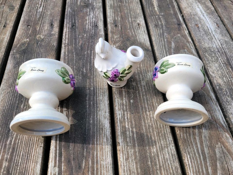 Rosa Ljung Keramik Schweden Set Kerzenständer & Vase Huhn Vintage in Lübeck