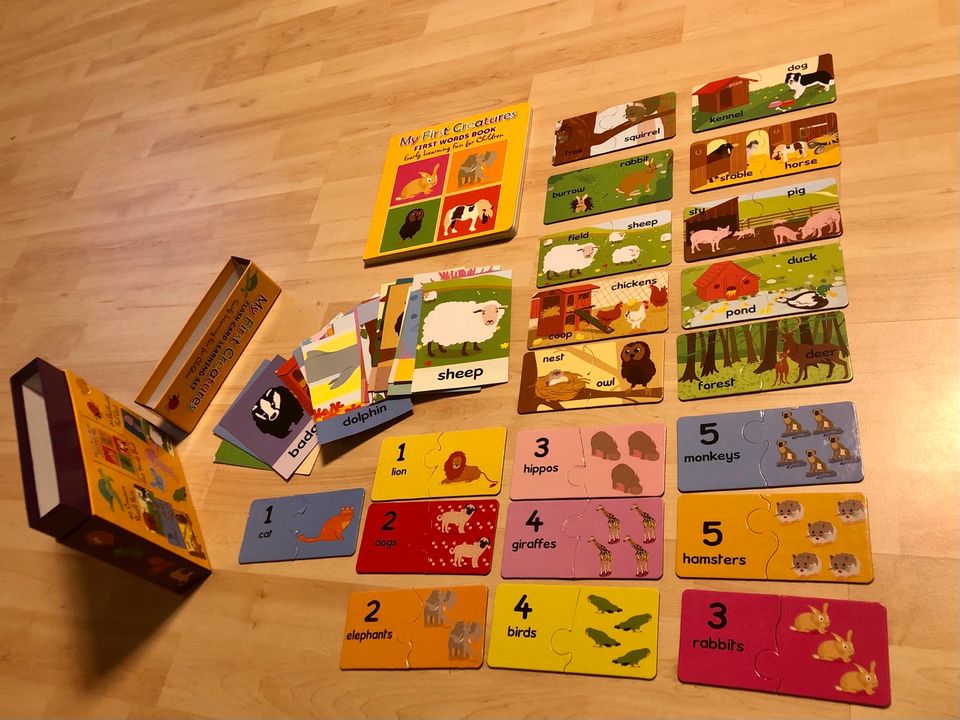 Erstes Englisch „Tiere und Zahlen“ für Kinder Lernkarten Puzzle in Ebersberg