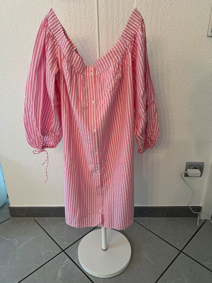 Zara  Carmenbluse /longbluse rosa weiß gr L in Willich