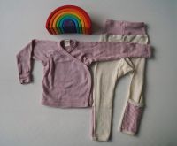 Wolle-Seide Set Gr. 62/68 Ringel rosa/natur Wickel-Shirt + Hose Nordrhein-Westfalen - Meerbusch Vorschau