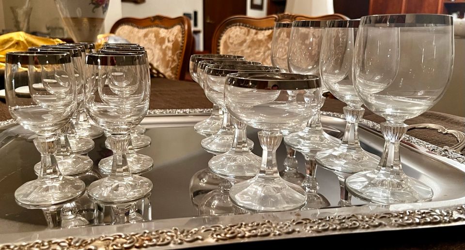 Gläser mit Silberrand, 16 Stück in Nürnberg (Mittelfr)