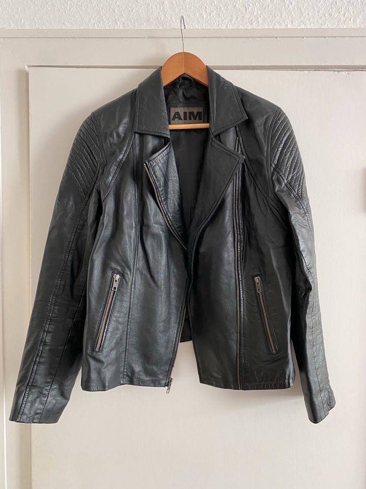 Lederjacke für Damen  schwarzes Leder Biker style von Aim, Gr. L in Hamburg