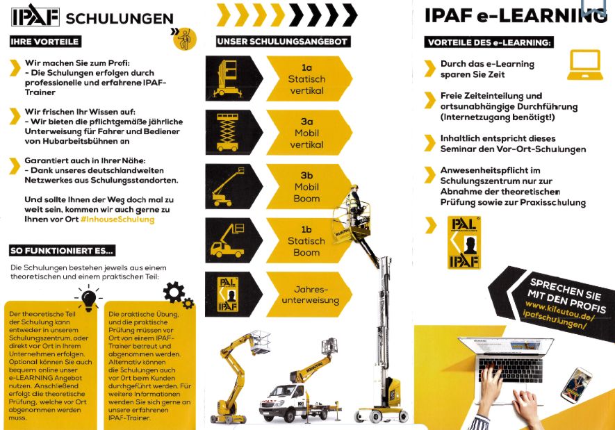 IPAF-Schulungen BEDIENAUSWEIS FÜR HUBARBEITSBÜHNEN in Roggentin (bei Rostock)