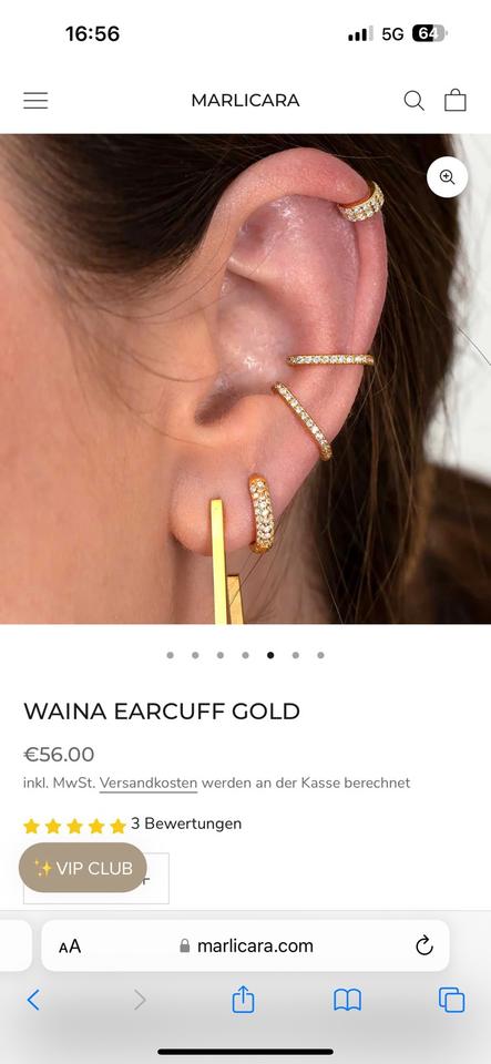 Marlicara Earcuff + Perlen Creolen 925er Silber vergoldet neu in Luckenbach