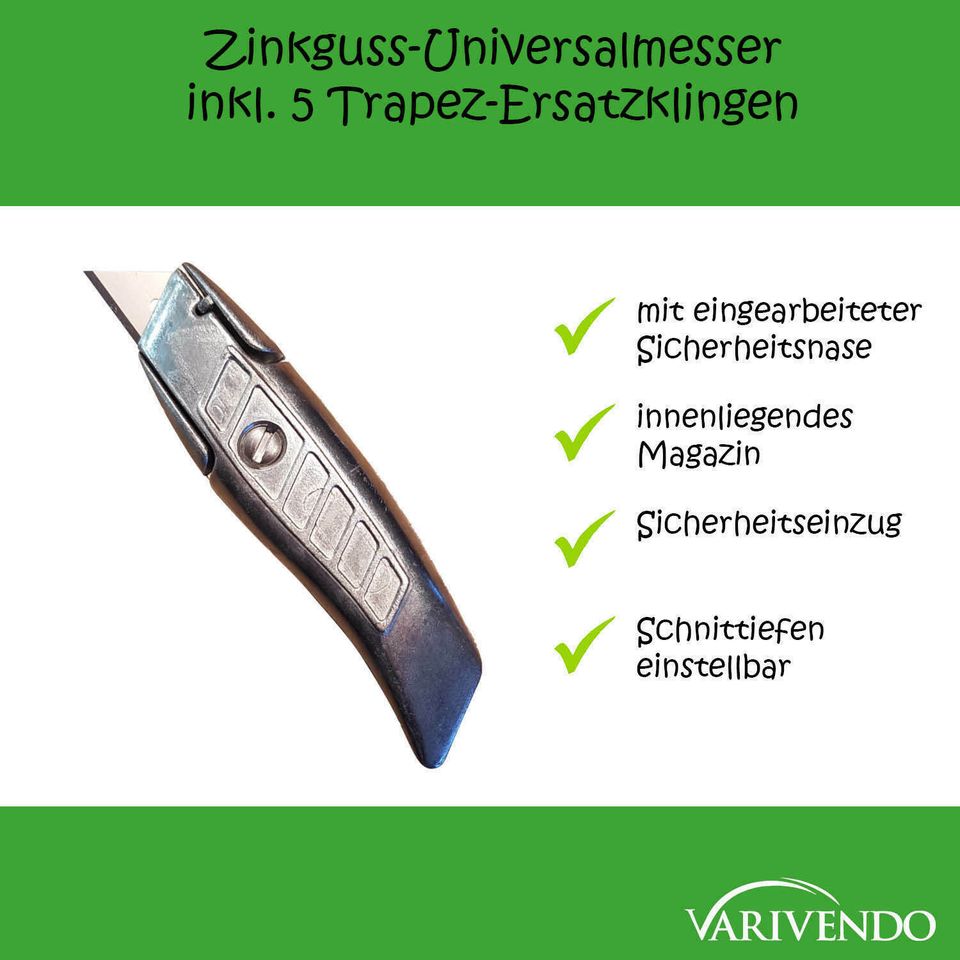 6 x Zinkguss - Universalmesser Teppichmesser Cutter Paketmesser in Höhn