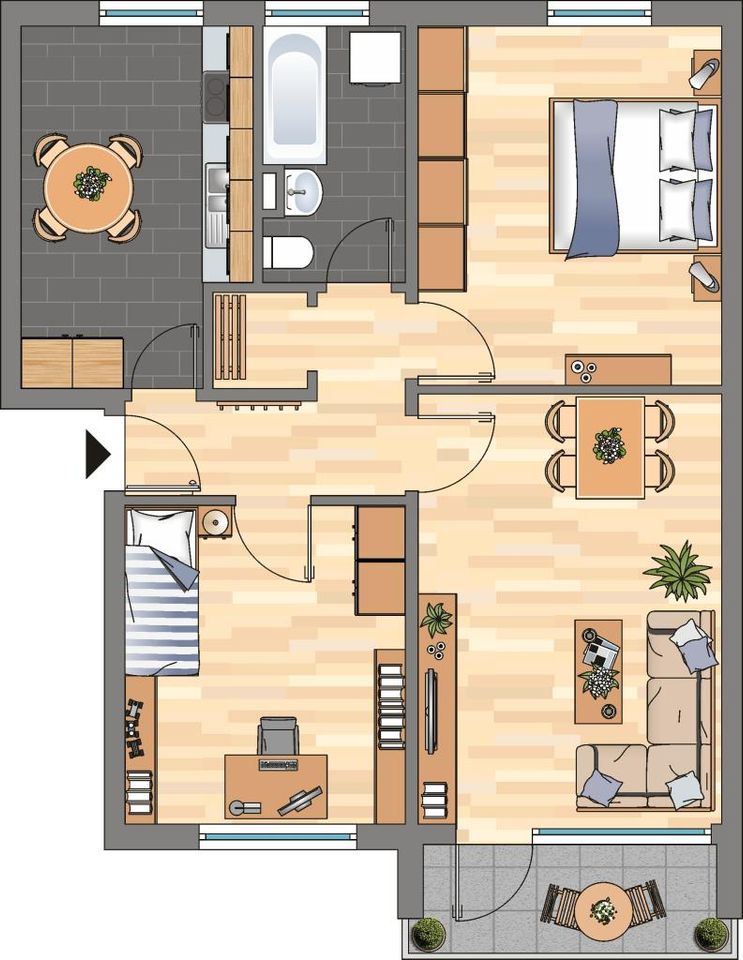 Gut geschnittene 3-Zimmer-Wohnung frisch renoviert mit Balkon, Laminat und Tageslichtbad in Braunschweig