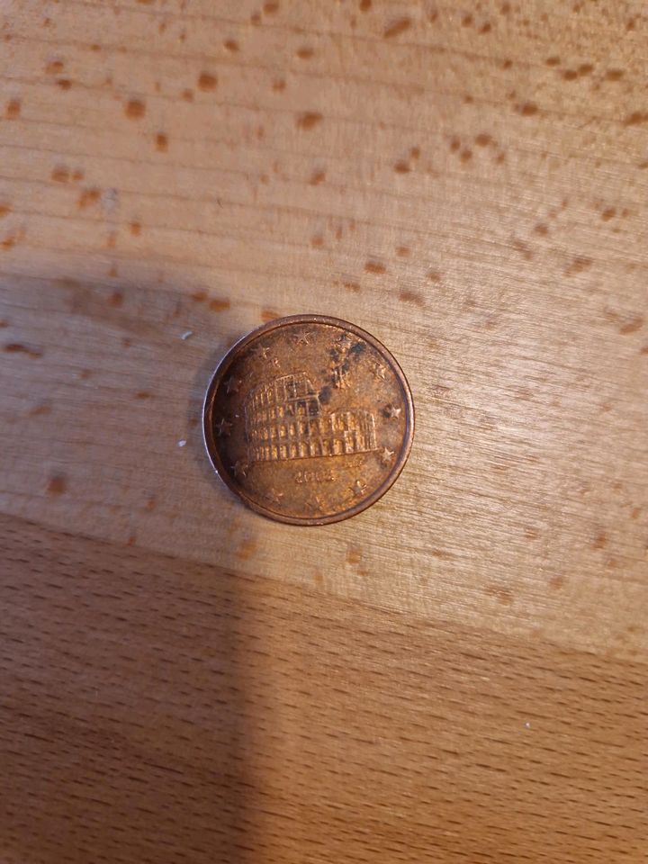 5 Cent Münze von 2002 aus Italien in Mönchengladbach