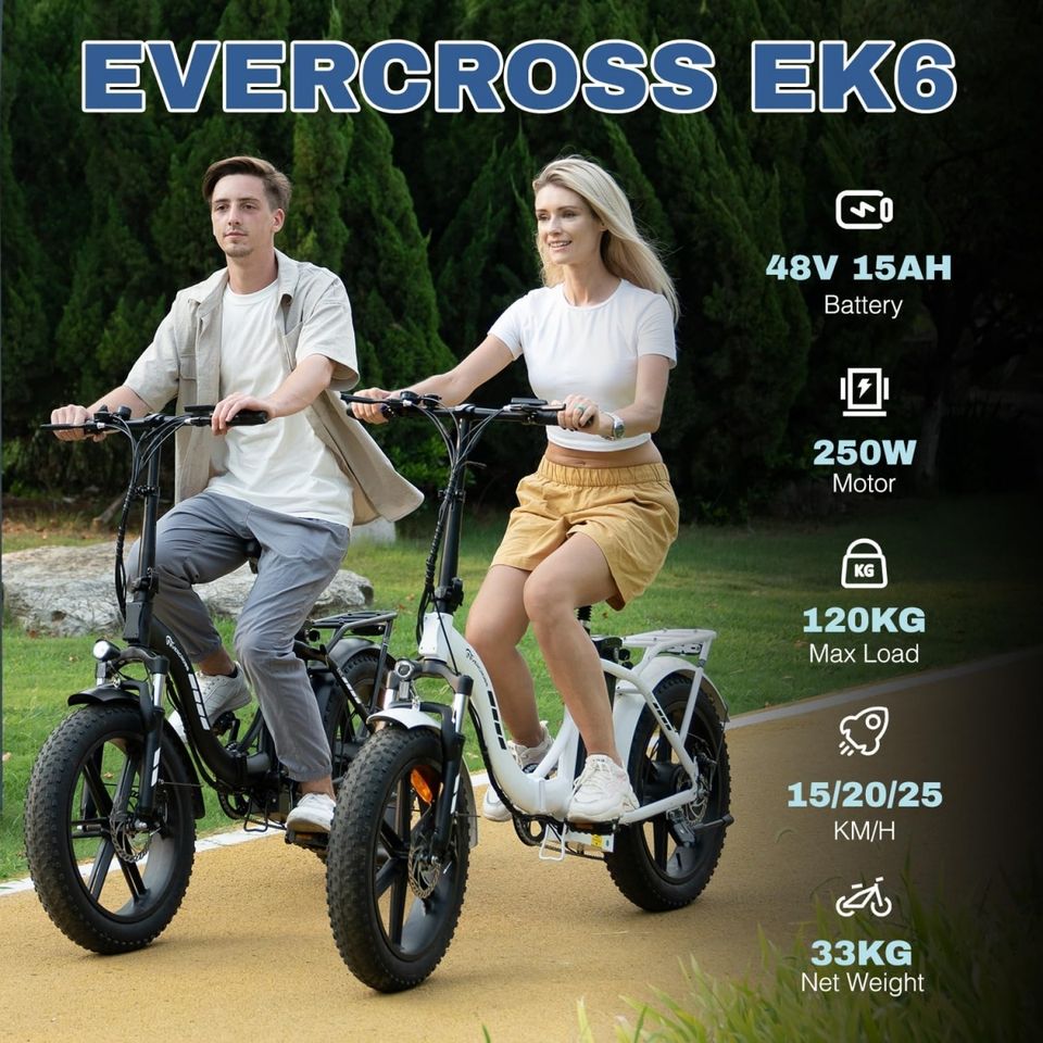 EVERCROSS EK6 E-Bike FATBIKE 20" x 4,0 klappbar 48V/15AH Akku bis in Erkelenz