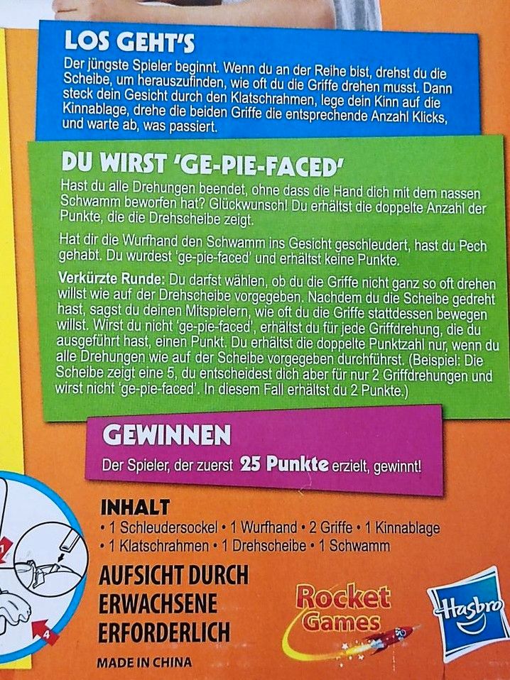 Neu! Spiel Pie Face! von Hasbro gaming, lustiges Partyspiel in Bischoffen