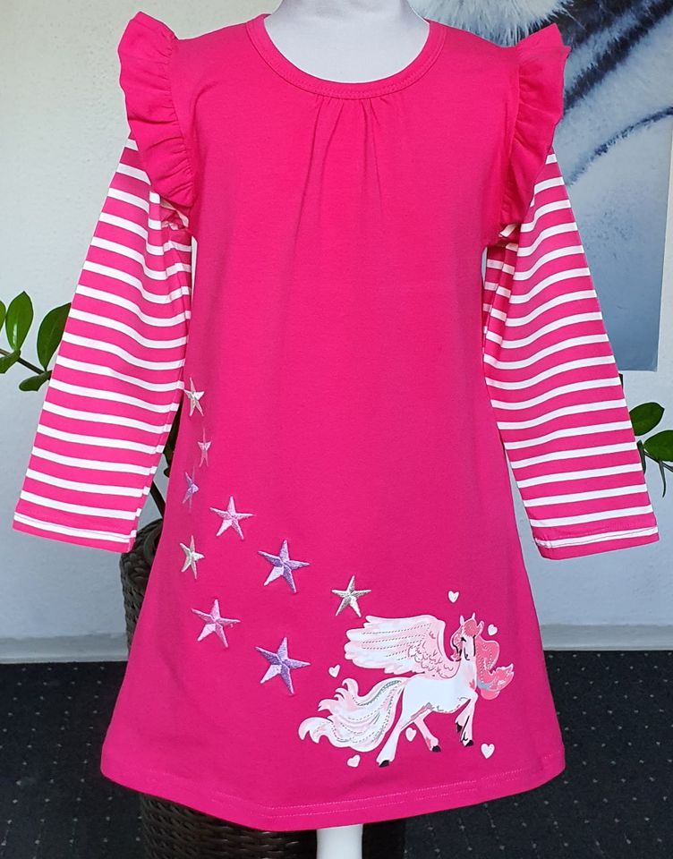 Kinder Mädchen Langarm Einhorn Kleid Gr. 122 Tunika Langarmkleid in Wolbeck