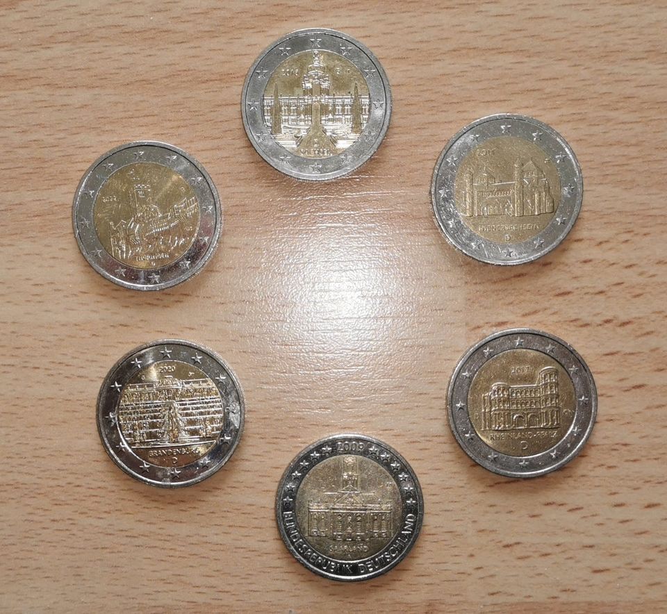 2 Euro Münzen Konvolut Sammlung Bundesländer 6 Stück in Gerbrunn