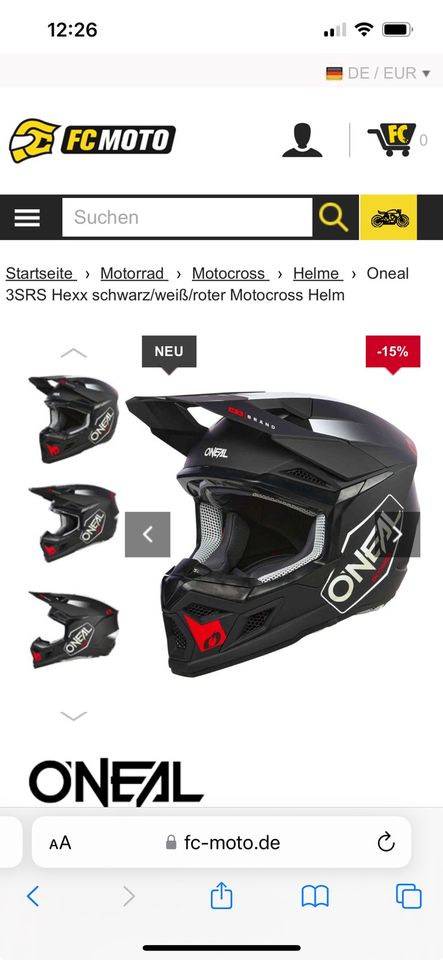 Oneal 3SRS Hexx schwarz/weiß/roter Motocross Helm in Edemissen