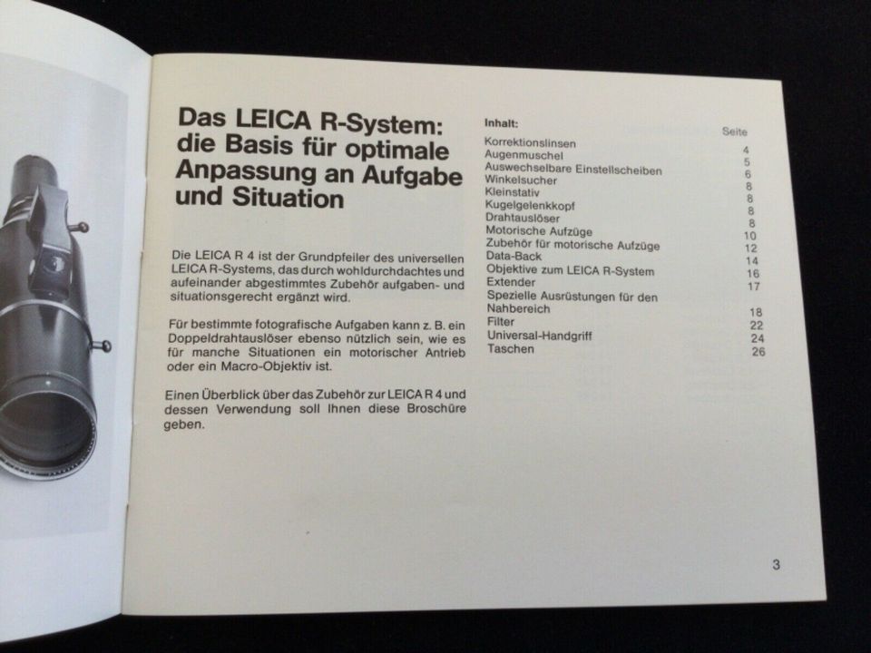 Leica R4 Garantie Heft und Zubehör Katalog Prospekt von 1981 in Kiel