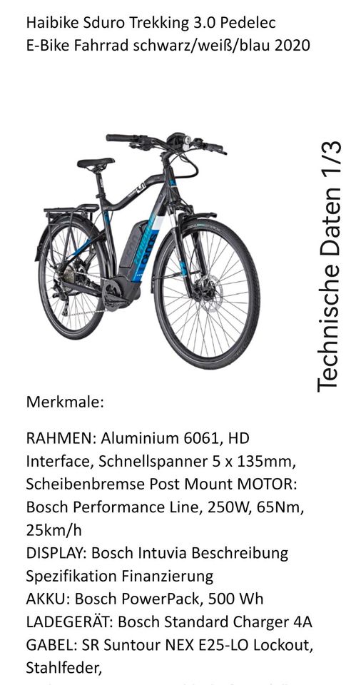 E-Bike, Hibike SDURO Trekking 3.0, in Bad Schwalbach