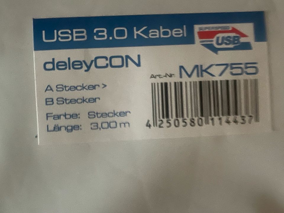 USB 3,0 Datenkabel zB Drucker in Thiendorf