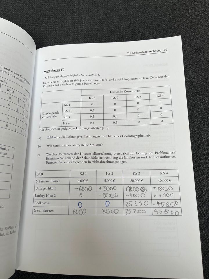 Übungsbuch, Kosten und Leistungsrechnung, dritte Auflage in Großostheim