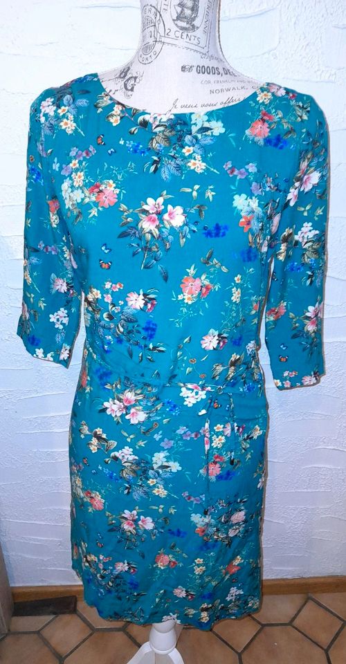 Gr.34/xs zero kleid blumen petrol grün blau festlich business in Treuchtlingen