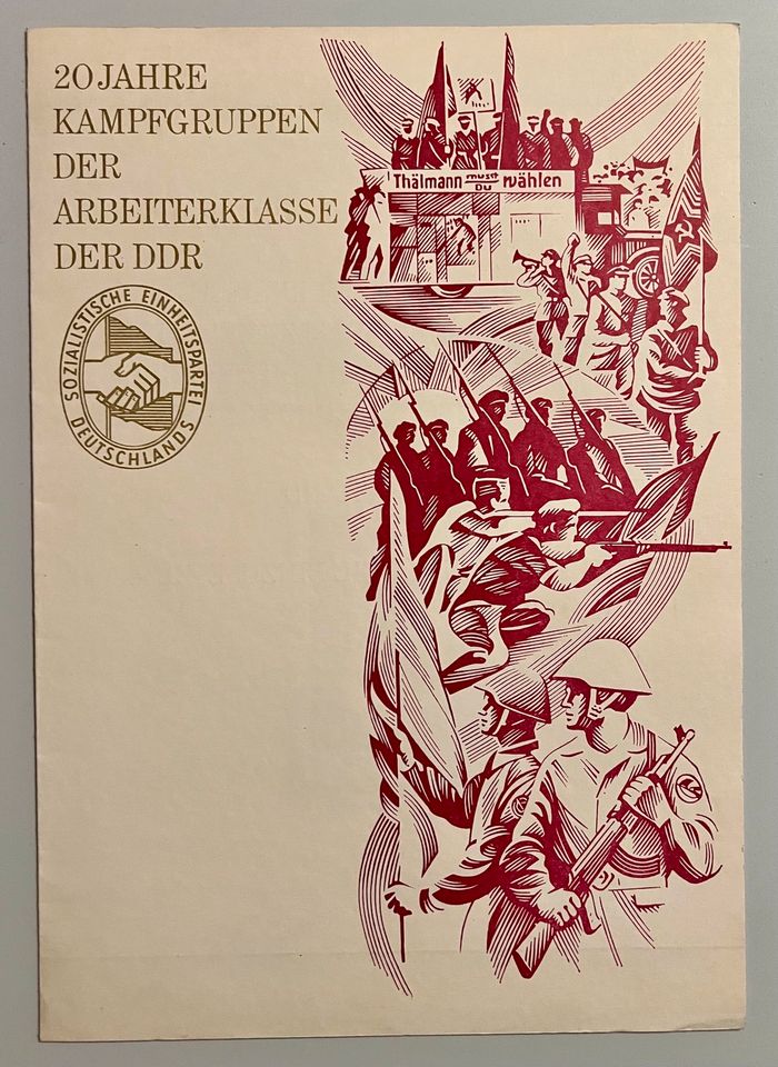 DDR Gedenkblatt 20 Jahre Kampftruppen der DDR 1973 in Schönebeck (Elbe)