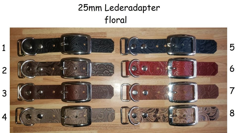 15mm, 20mm & 25mm Büffelleder- Adapter florale Prägung 8 Farben in Oppershausen