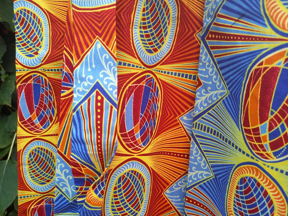 afrikanisches Kleid Gr. S Kente orange blau NEU 100% Baumwolle in Denzlingen