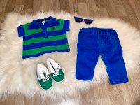 Cooles Jungen Outfit 62 Hose Polo Shirt Sonnenbrille blau grün Baden-Württemberg - Sulz Vorschau