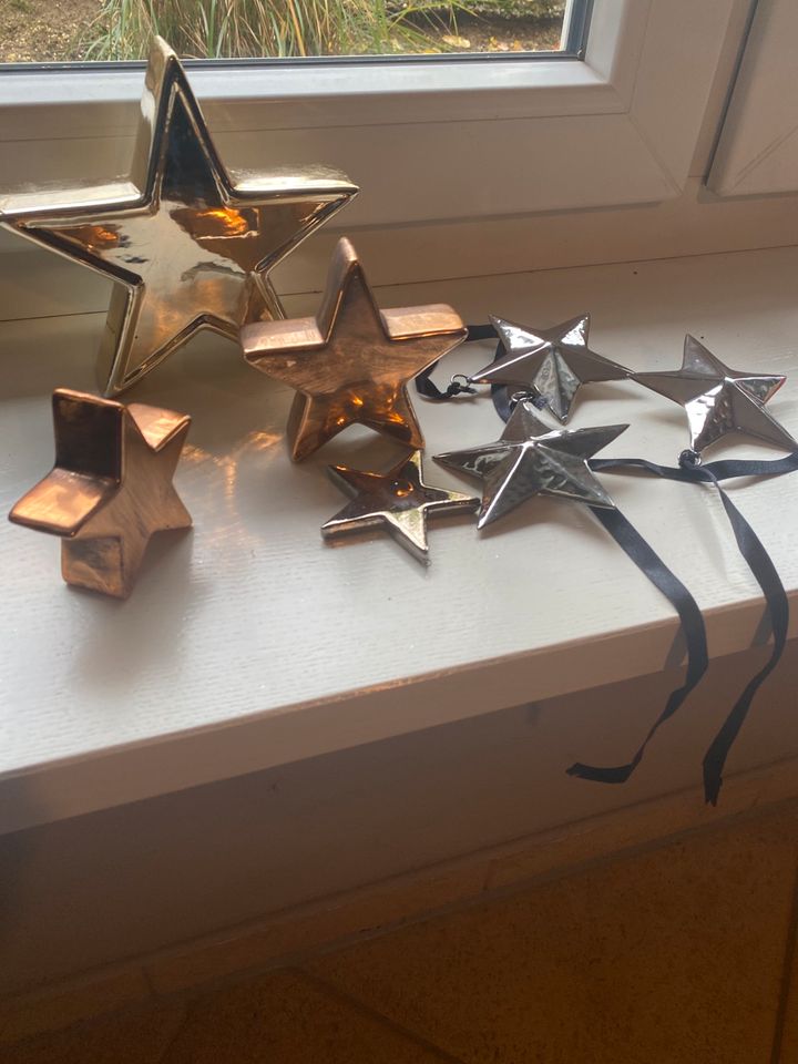 7 Weihnachtssterne Sterne silber bronze sehr guter Zustand in Mainburg