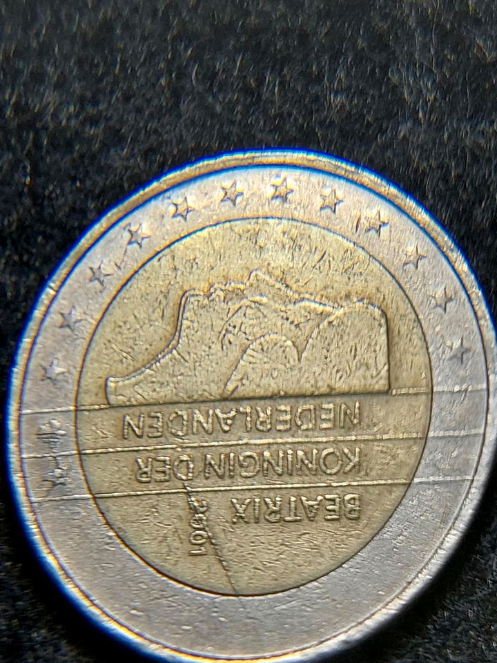 2 Euro Münze  Beatrix/Niederlande 2001 Rarität  Fehlprägung in Düsseldorf