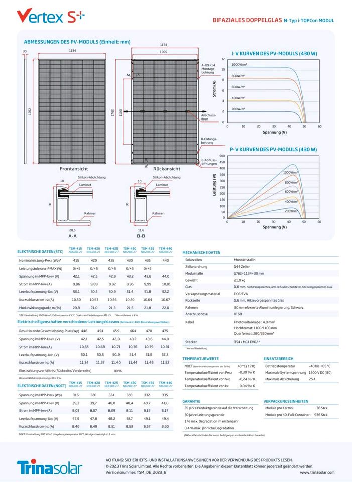 Balkonkraftwerk Trina Solar 445  Watt Nep Microwechselrichter 800 in Ingelheim am Rhein