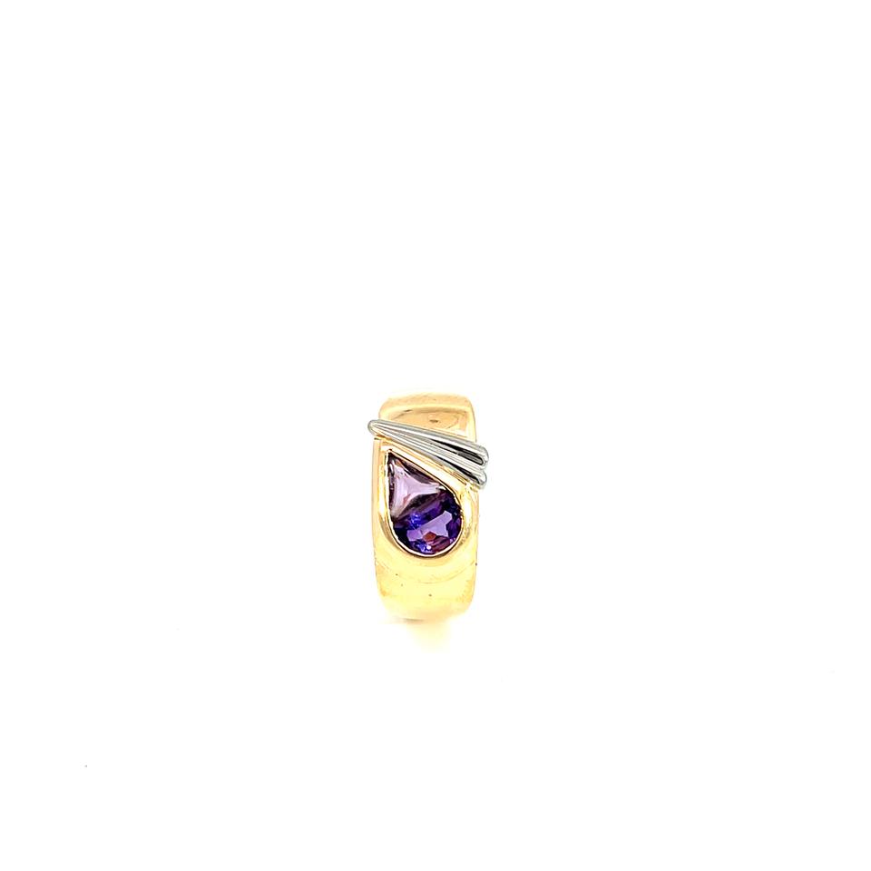 Ring Bicolor 585 / 14 Karat mit lila Farbsteinen Gr. 55 Nr. 6097 in Peine
