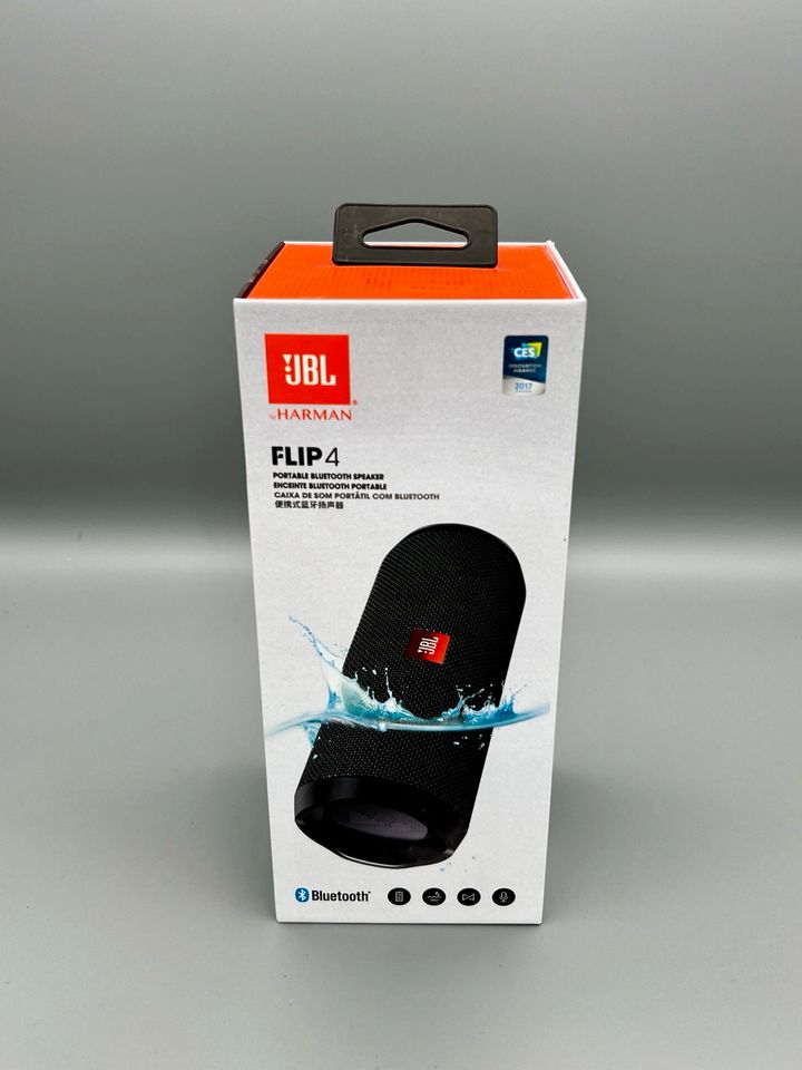 JBL Flip 4 Bluetooth Tragbares Box Lautsprecher - Schwarz in Barmstedt