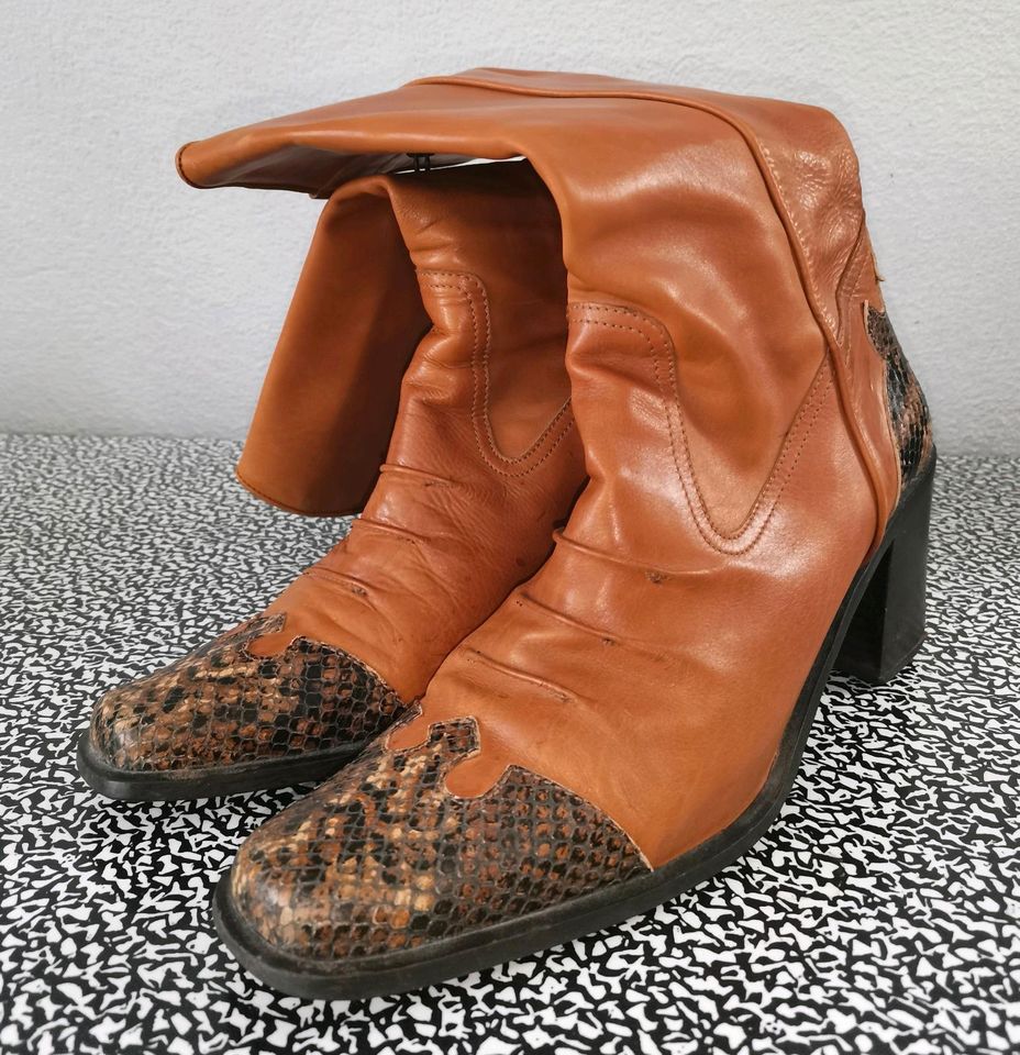 *ITALY*Designer Vintage Stiefel Lederstiefel Cowboystiefel 39 in Erding