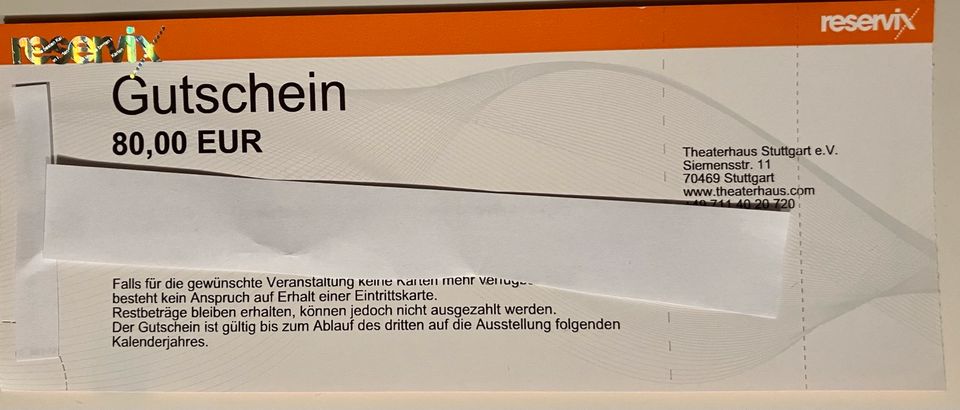 Gutschein Theaterhaus Stuttgart über  80€ in Aichwald