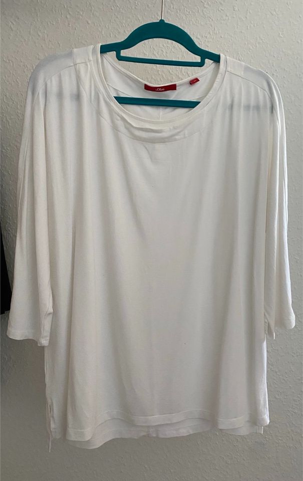 s. Oliver T-Shirts, 3/4 Ärmel, blau/offwhite, Gr. 46, wie neu in Claußnitz