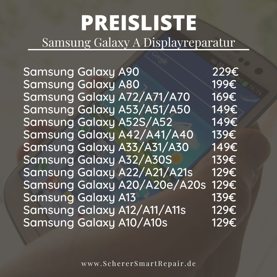 Samsung Galaxy  Reparatur Display Backcover Akku u.v.m S22/S21/S20/S10/S9/S8/S7/A72/A71/A70/A52/A51/A50/A42/A41/A40/A33/A32/A31/A13 in Uelzen