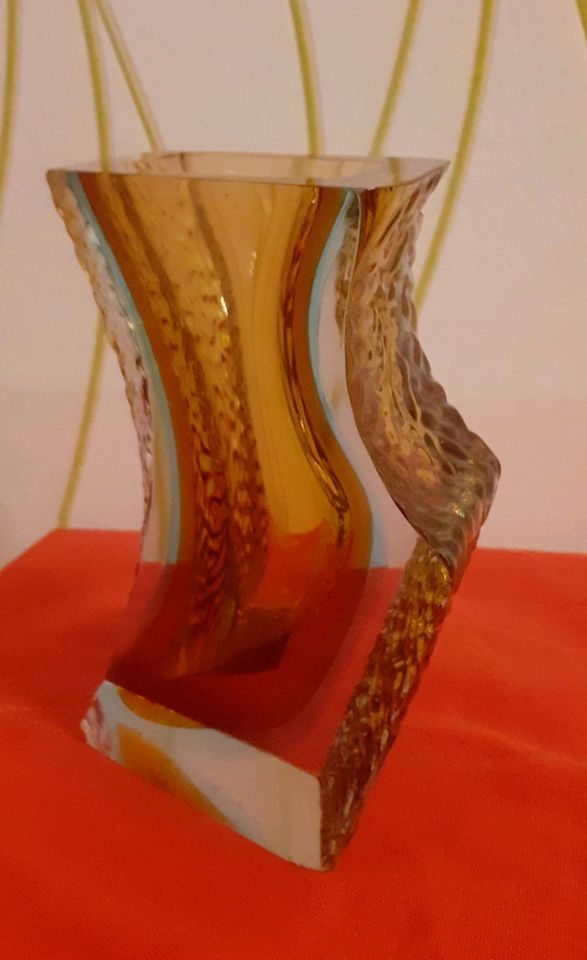Vase Murano gebraucht, gelb-braun transparent in Plettenberg